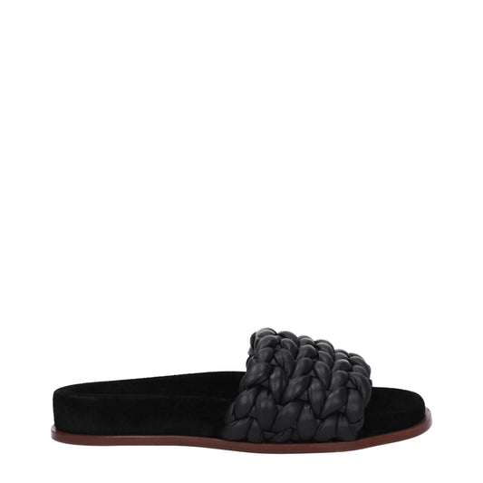 Chloé Zwarte Lederen Slippers Sandalen