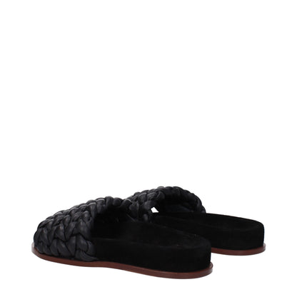 Chloé Zwarte Lederen Slippers Sandalen