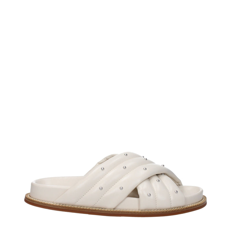 Fabiana Filippi Beige Leather Slippers Sandals for Women