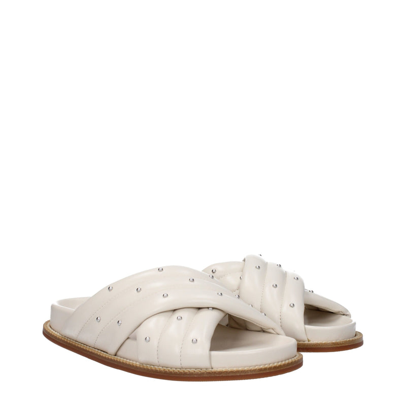 Fabiana Filippi Beige Leather Slippers Sandals for Women