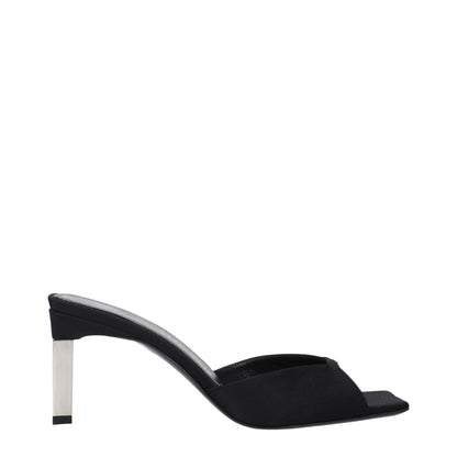 De Attico Zwarte Satijnen Stiletto Hakken Sandalen
