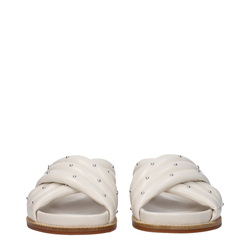 Fabiana Filippi Beige Leather Slippers Sandals for Women