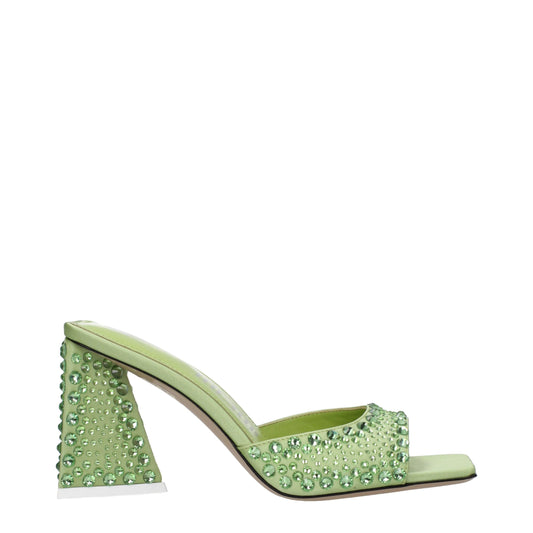 De Attico groene satijnen stilettohak-sandalen