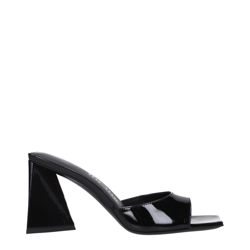 The Attico Black Leather Stiletto Heels Sandals - EU36/US6