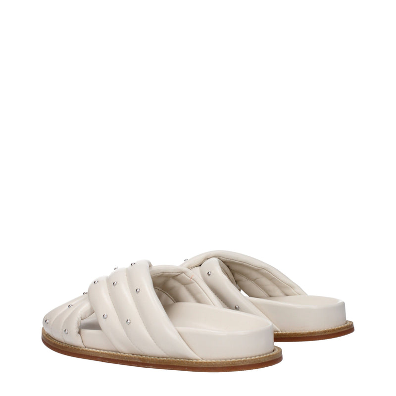 Fabiana Filippi Beige Leather Slippers Sandals for Women