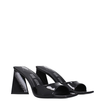 De Attico Zwarte Lederen Stiletto Hakken Sandalen