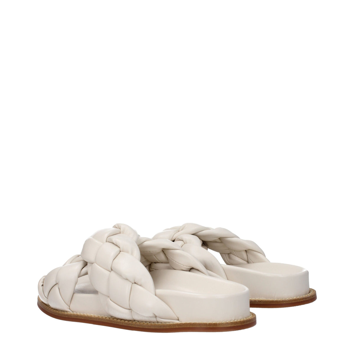 Fabiana Filippi Beige Leather Slippers Sandals - Comfort & Style