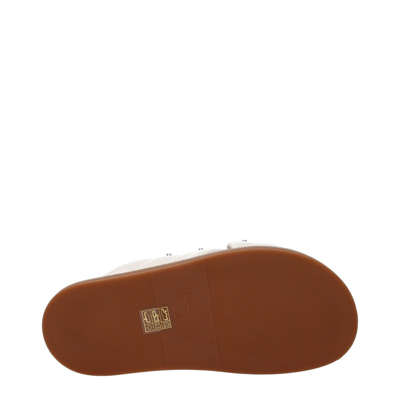 Fabiana Filippi Beige Leather Slippers Sandals for Women