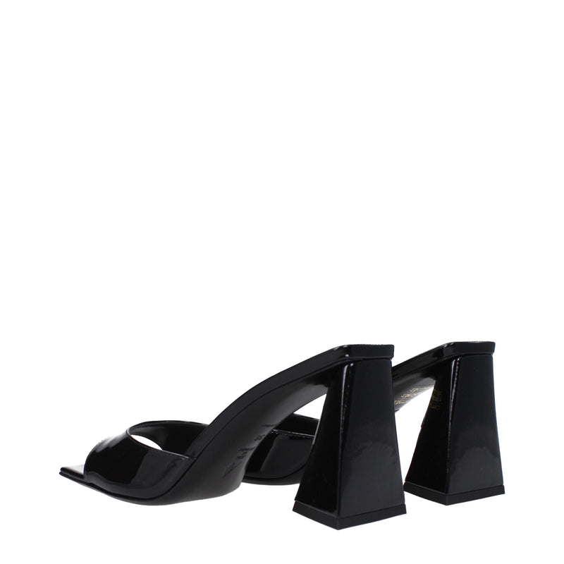 The Attico Black Leather Stiletto Heels Sandals - EU36/US6