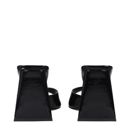 De Attico Zwarte Lederen Stiletto Hakken Sandalen