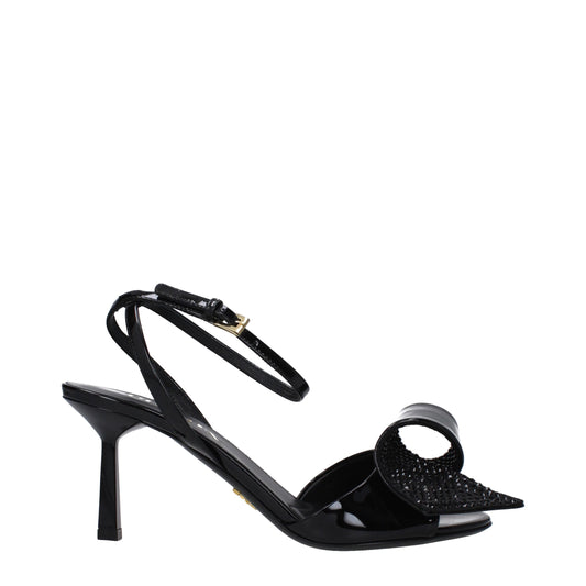 Prada Zwarte Lederen Stiletto Sandalen