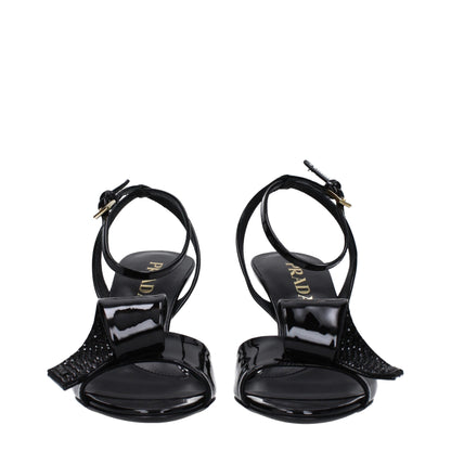Prada Zwarte Lederen Stiletto Sandalen