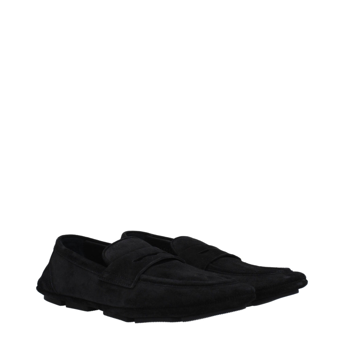 Dolce & Gabbana Black Leather Slip-On Loafers for Men