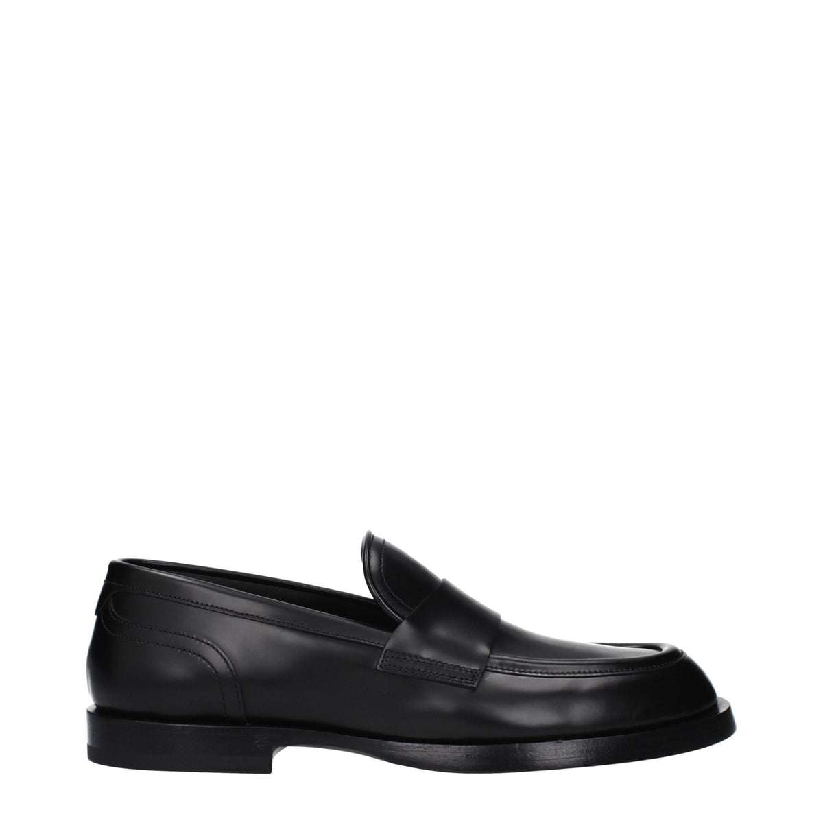 Dolce & Gabbana Black Leather Slip-On Loafers for Men