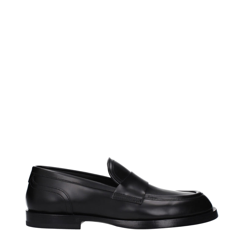 Dolce & Gabbana Black Leather Slip-On Loafers for Men