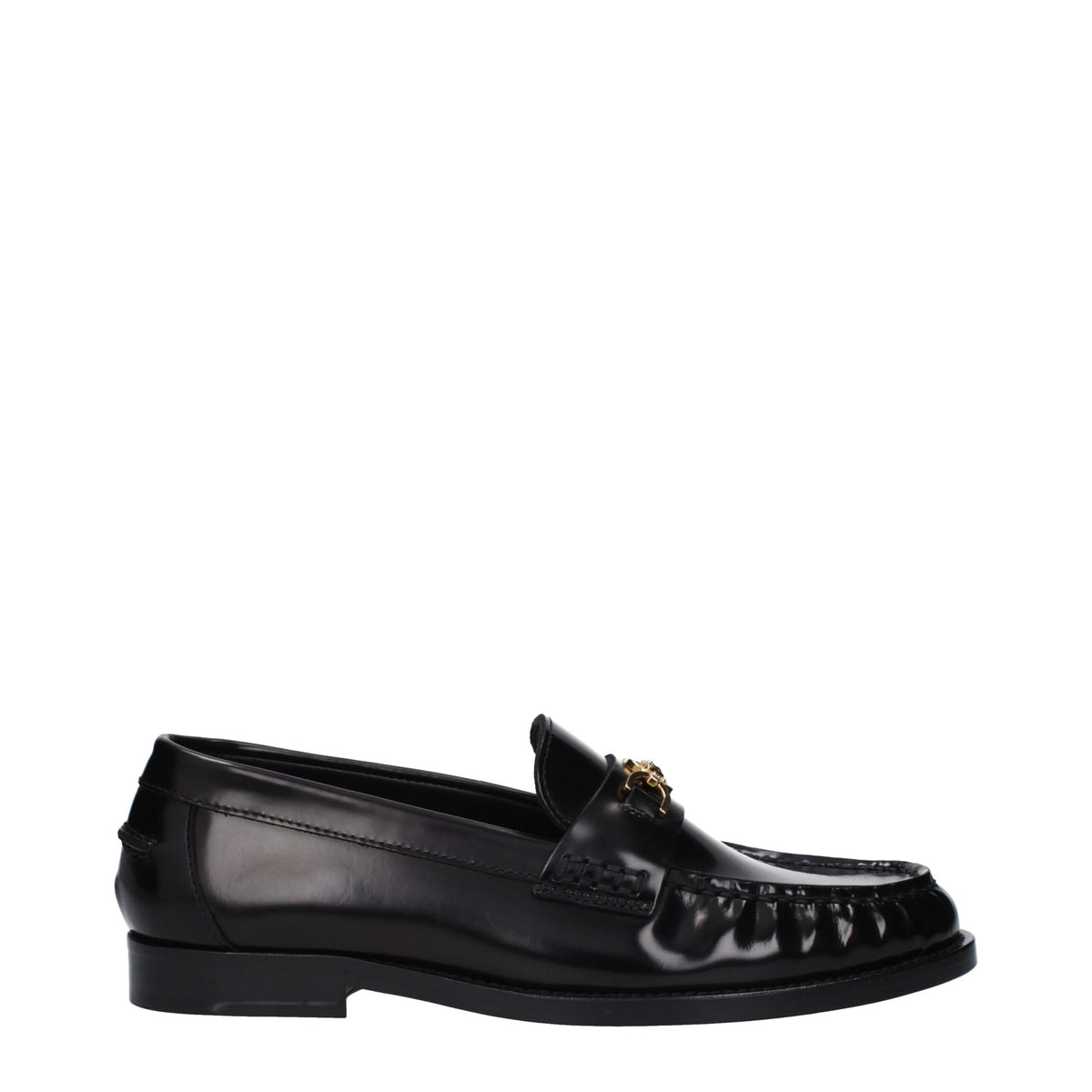 Versace Black Leather Slip-On Loafers for Women - Luxurious Comfort