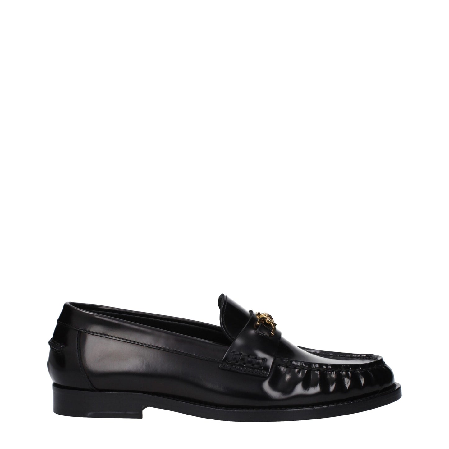 Zwarte leren instaploafers van Versace