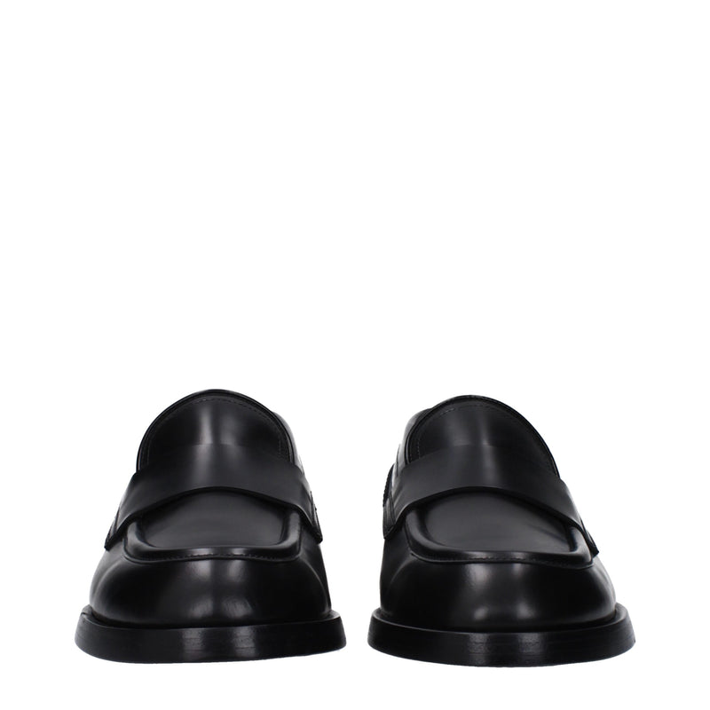 Dolce & Gabbana Black Leather Slip-On Loafers for Men