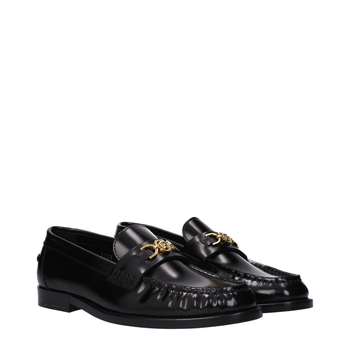 Versace Black Leather Slip-On Loafers for Women - Luxurious Comfort