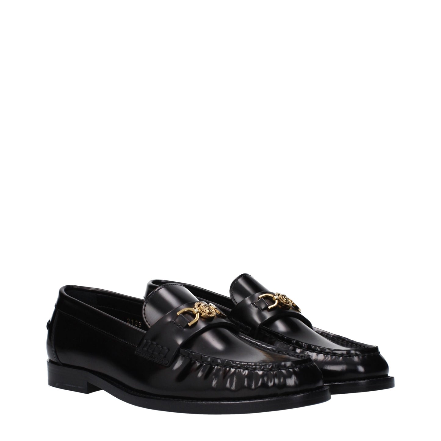 Zwarte leren instaploafers van Versace
