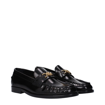Zwarte leren instaploafers van Versace