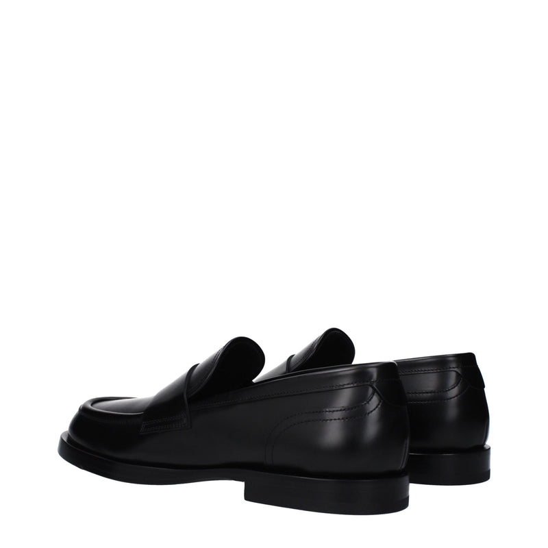Dolce & Gabbana Black Leather Slip-On Loafers for Men