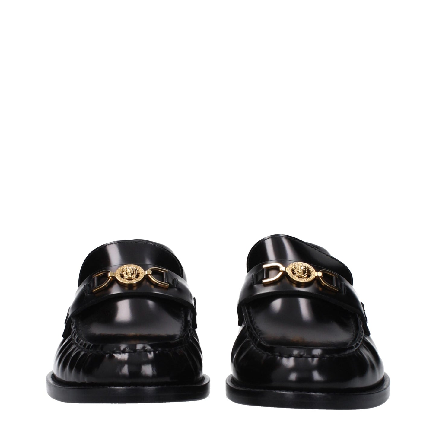 Zwarte leren instaploafers van Versace