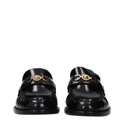 Zwarte leren instaploafers van Versace