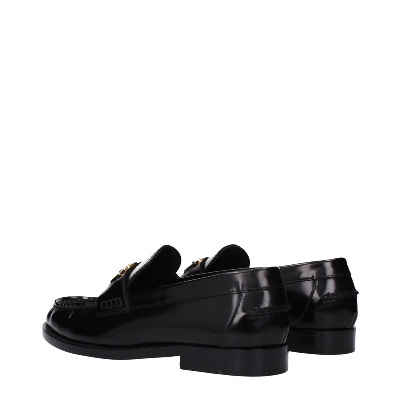 Versace Black Leather Slip-On Loafers for Women - Luxurious Comfort