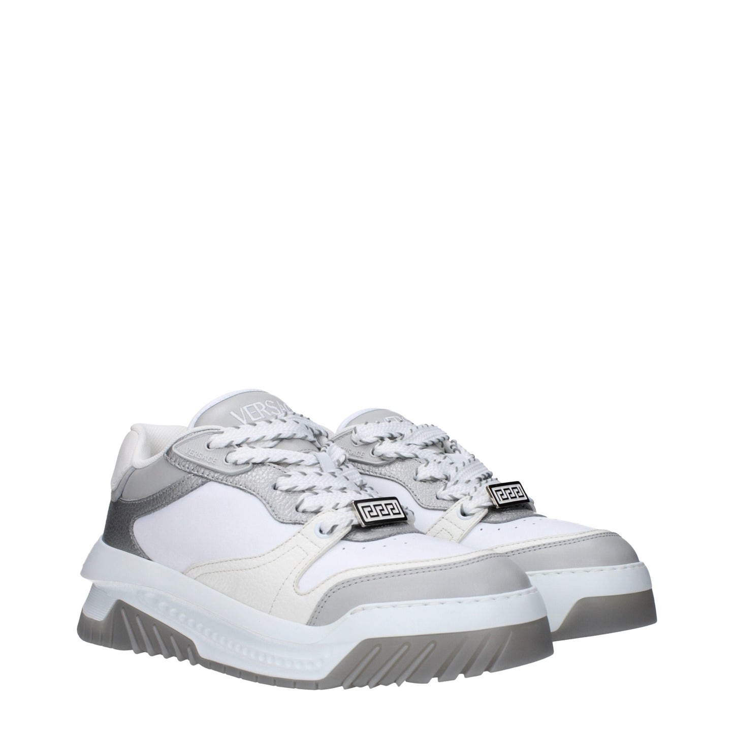 Sneakers en cuir blanc à semelle épaisse de Versace