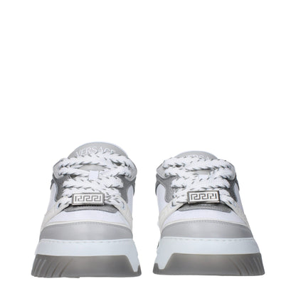 Sneakers en cuir blanc à semelle épaisse de Versace