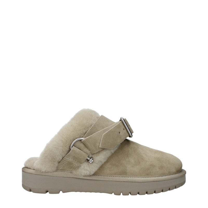Burberry Green Leather Slippers Sandals for Women