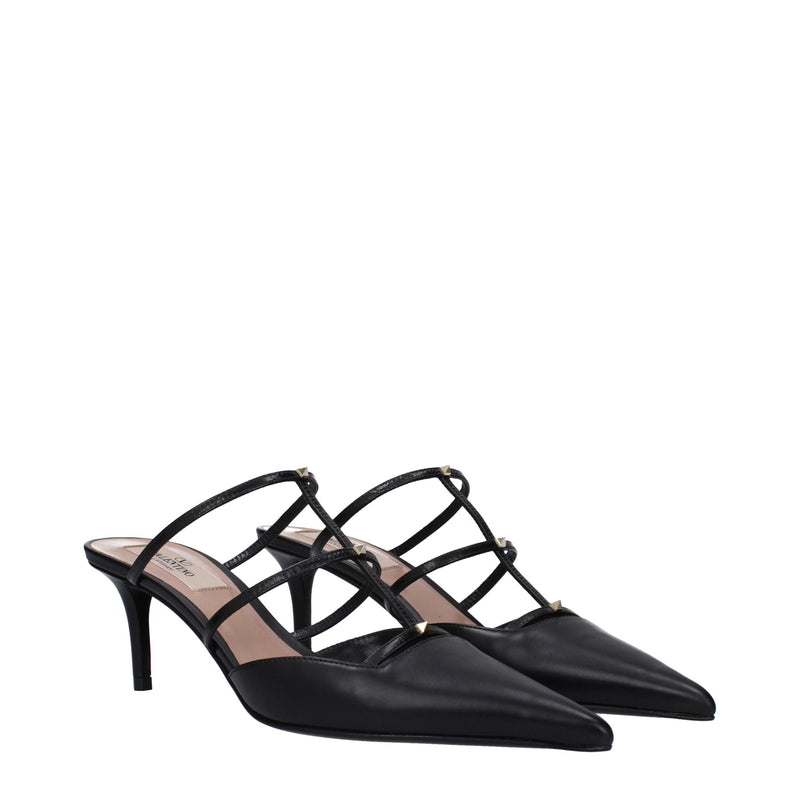 Valentino Garavani Sandales en Cuir Noir avec Clous - EU36/US6