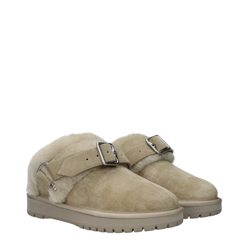 Burberry Green Leather Slippers Sandals for Women