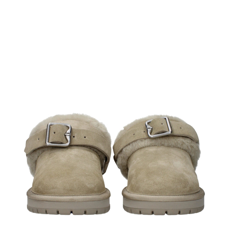 Burberry Green Leather Slippers Sandals for Women