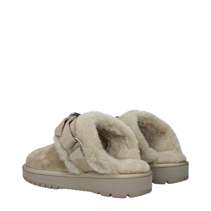 Burberry Green Leather Slippers Sandals for Women