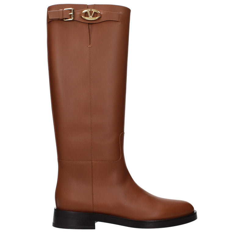 Valentino Garavani Brown Leather Boots - Elegant Casual Footwear
