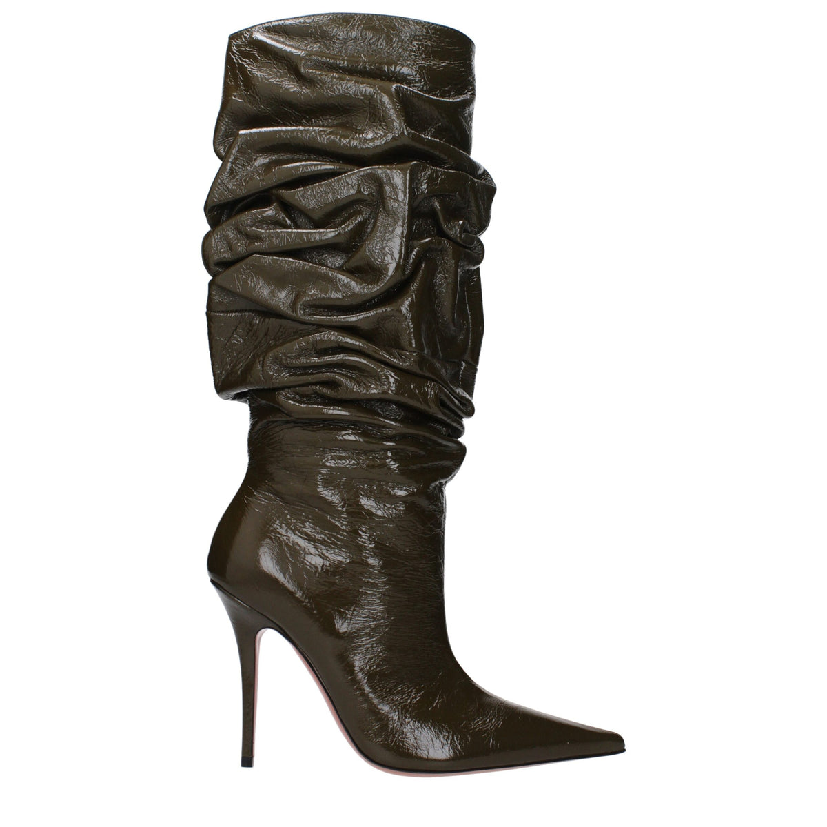 Amina Muaddi Bottes à Talons Hauts en Cuir Vert - Élégance et Confort