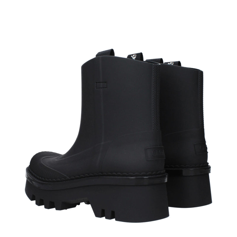 Chloé Black Cotton Ankle Boots - Élégance et Confort