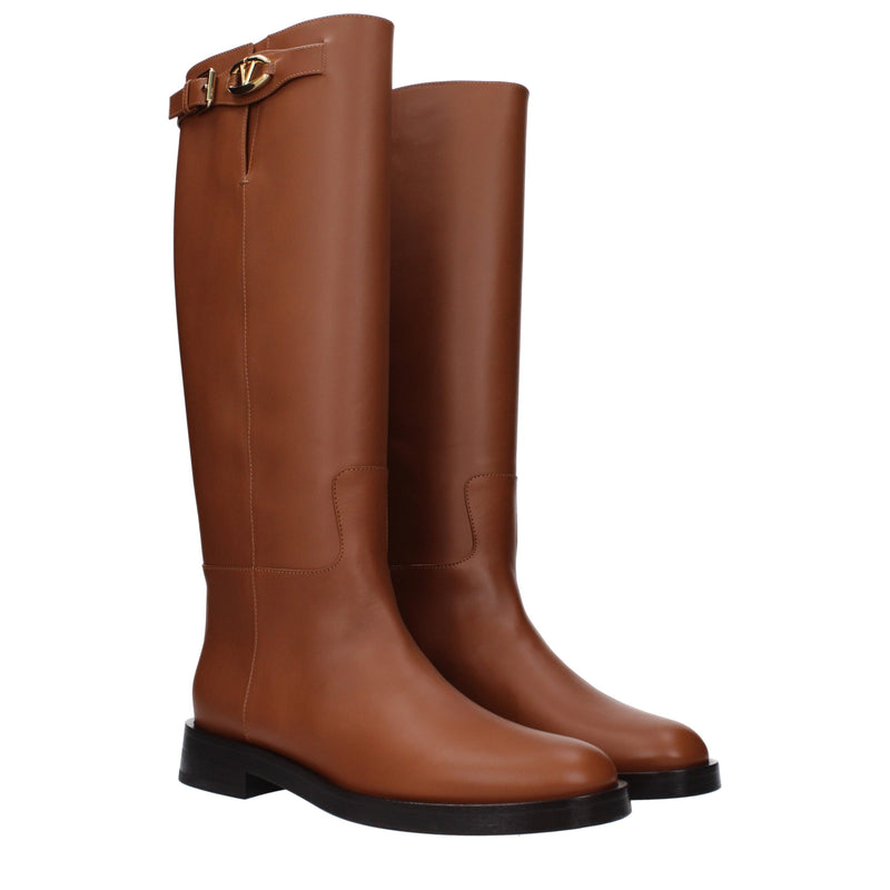 Valentino Garavani Brown Leather Boots - Elegant Casual Footwear