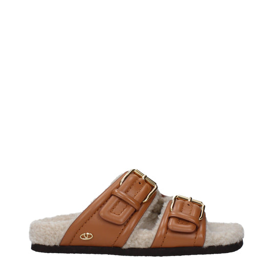 Valentino Garavani bruine leren slippersandalen