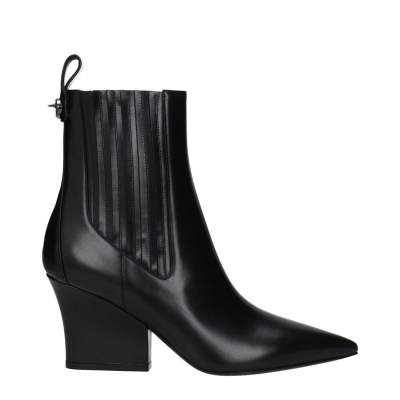 Bottines en cuir noir Valentino Garavani pour femmes