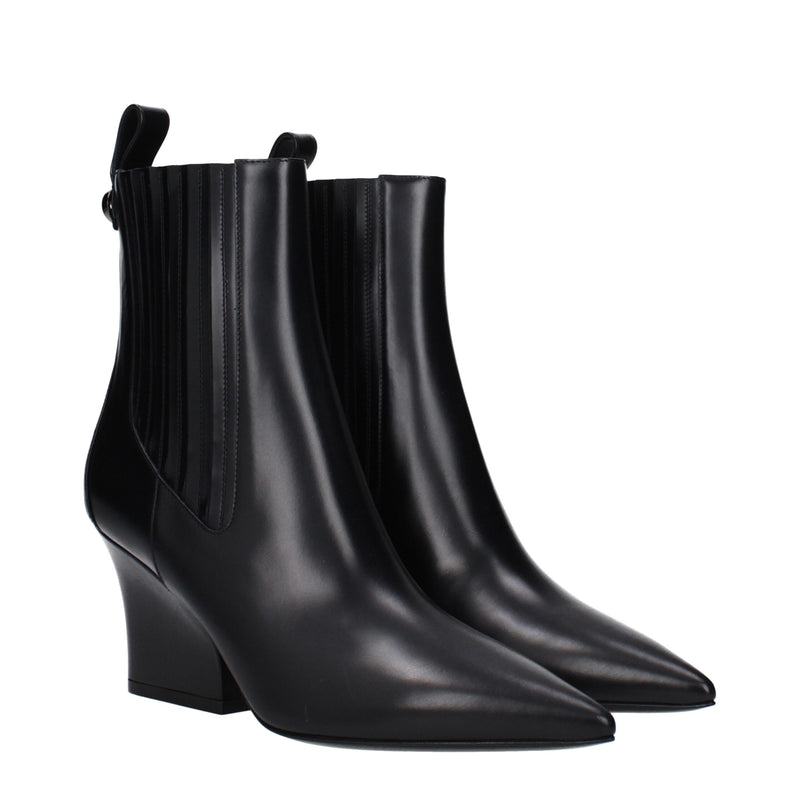 Bottines en cuir noir Valentino Garavani pour femmes