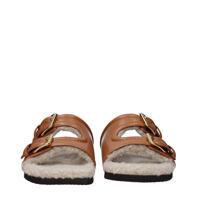 Valentino Garavani Brown Leather Slippers Sandals for Women