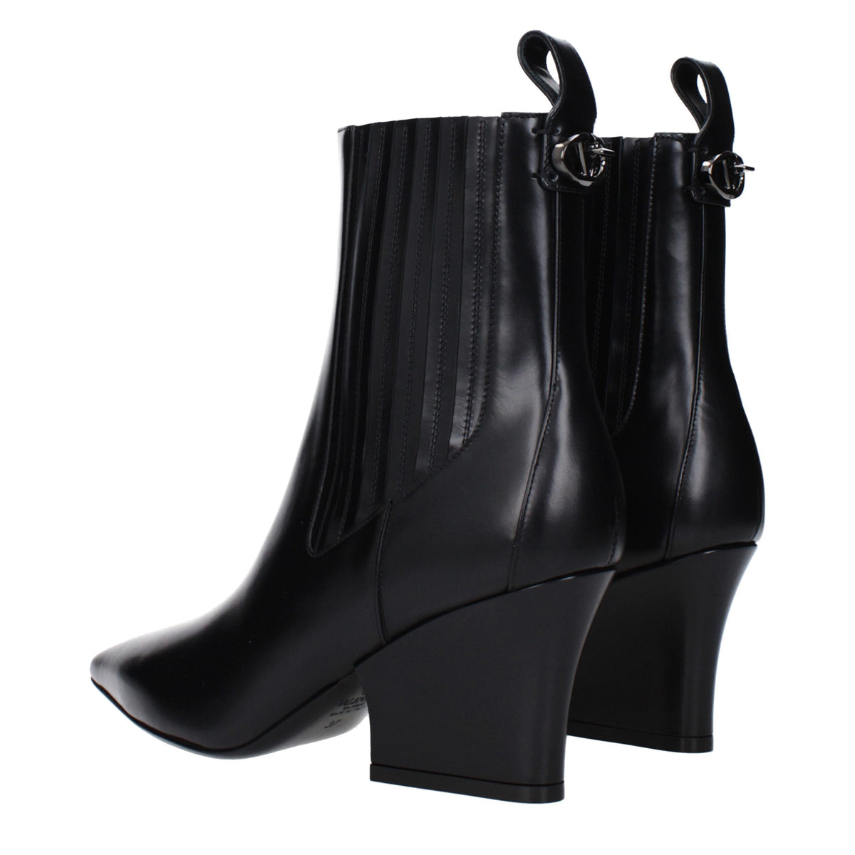 Bottines en cuir noir Valentino Garavani pour femmes