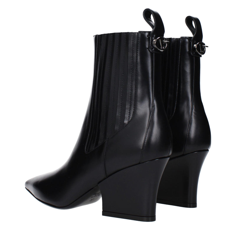 Bottines en cuir noir Valentino Garavani pour femmes