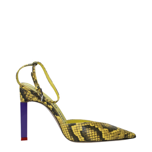 De Attico gele leren pumps met hoge hak