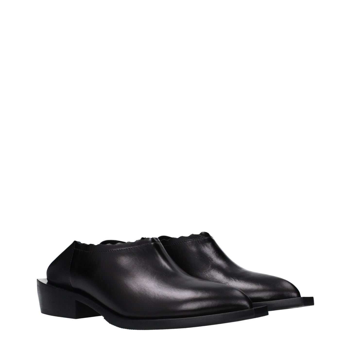 Moschino leren slippers in zwart