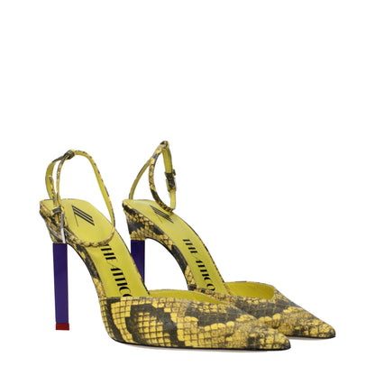 De Attico gele leren pumps met hoge hak