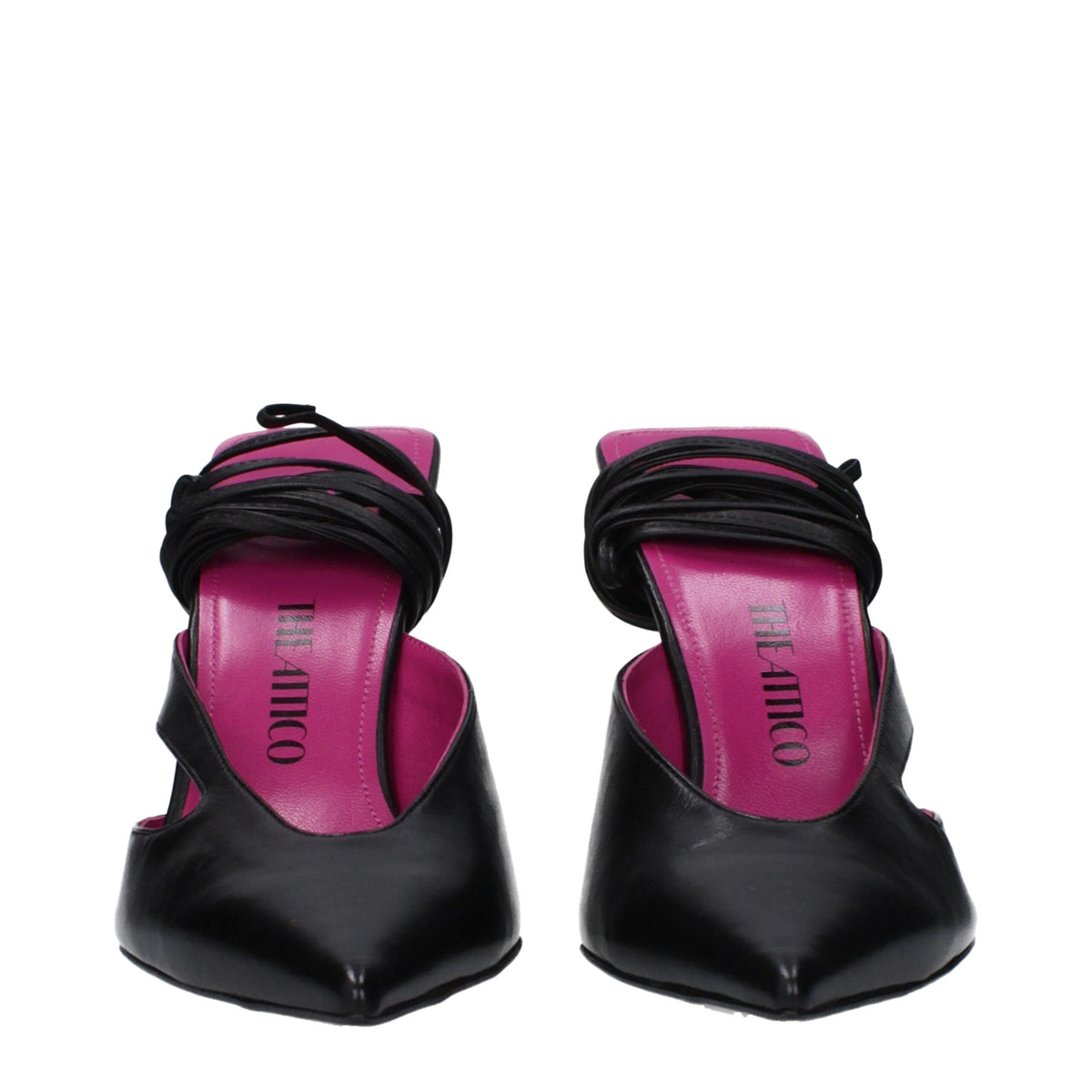 The Attico Black Leather Stiletto Heels Sandals - Sophisticated Elegance